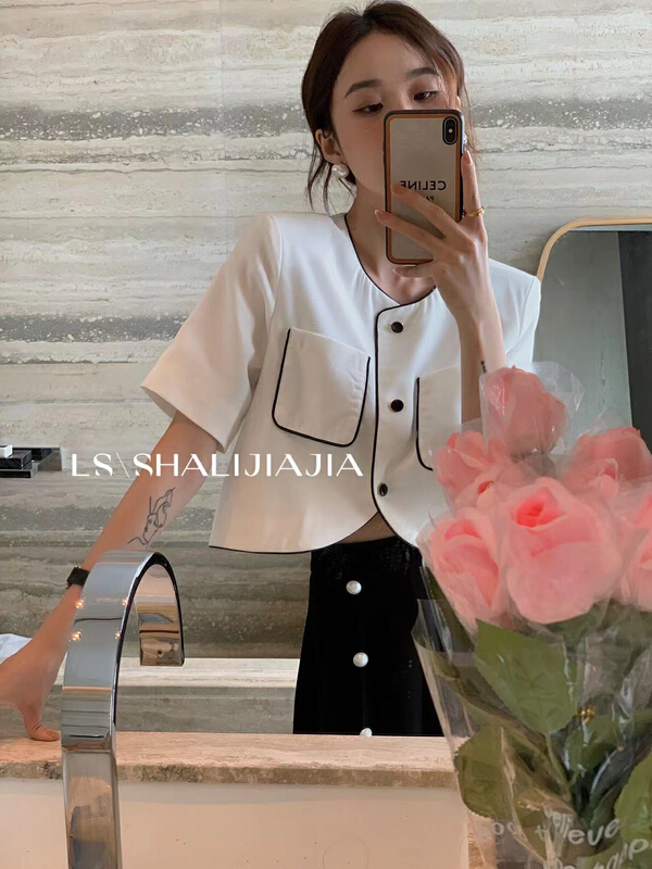 goods in stock! New in early summer! [LS] Korean color contrast double pocket short shirt 60067# WPL