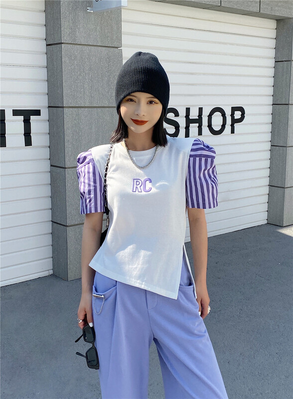 New in early summer! [iris iriisy] stitched letter embroidered minority shirt 6013# LSL