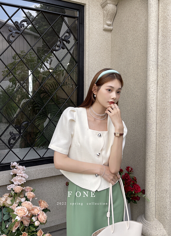 [f one] celebrity style metal button small fragrance short coat 66019\wpl