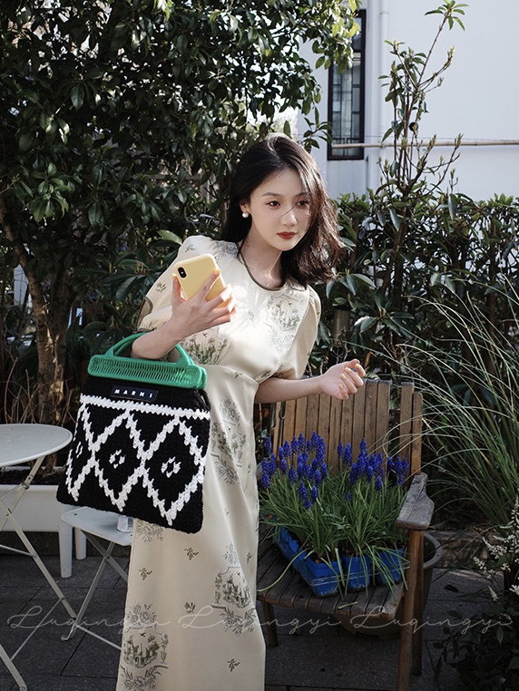 New in early summer! [LML] Chinese retro design niche print dress 8126# ozq