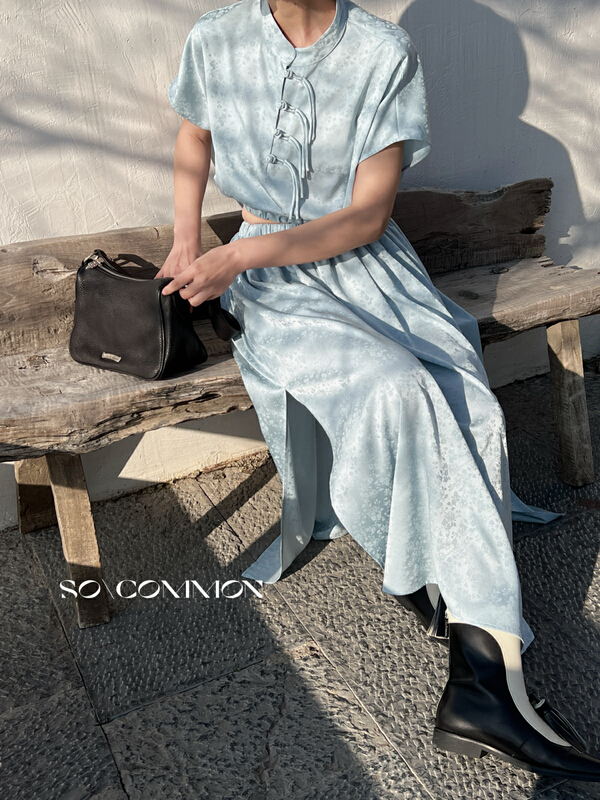 [so common] Korean textured jacquard elastic waist skirt 62202-1# XYJ