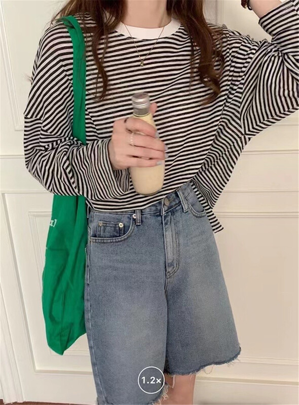 [UNC be] Korean loose stripe sunscreen long sleeve T-shirt 3089# XYY