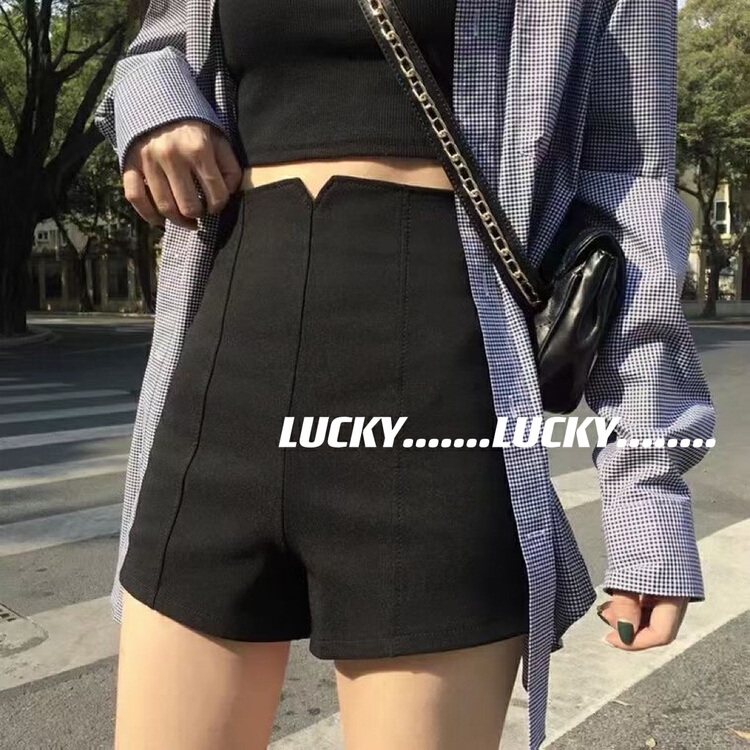 [lucky] high waist elastic versatile slim casual shorts 1174# zxx