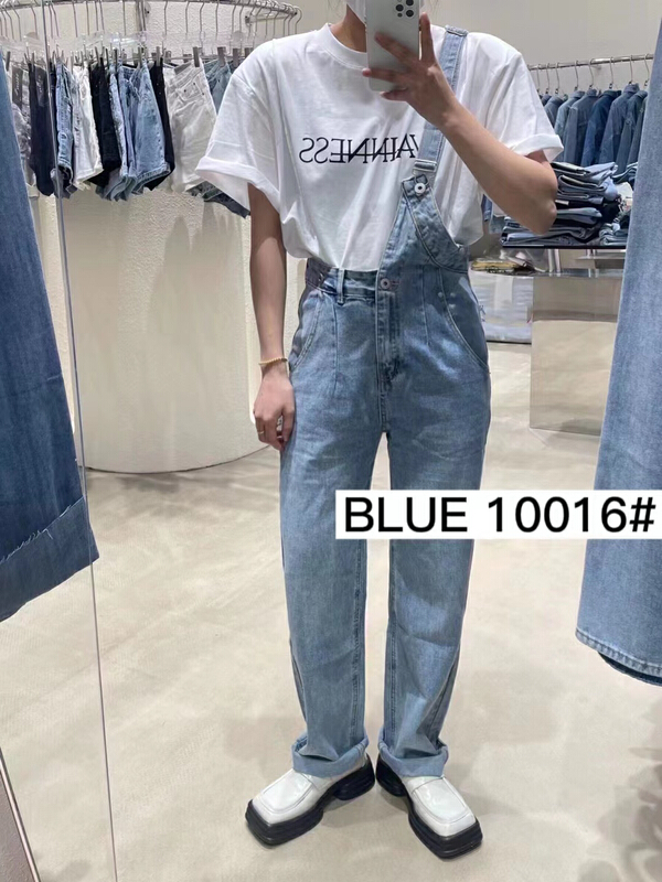 [blue] casual and versatile denim slacks 10016# hjy