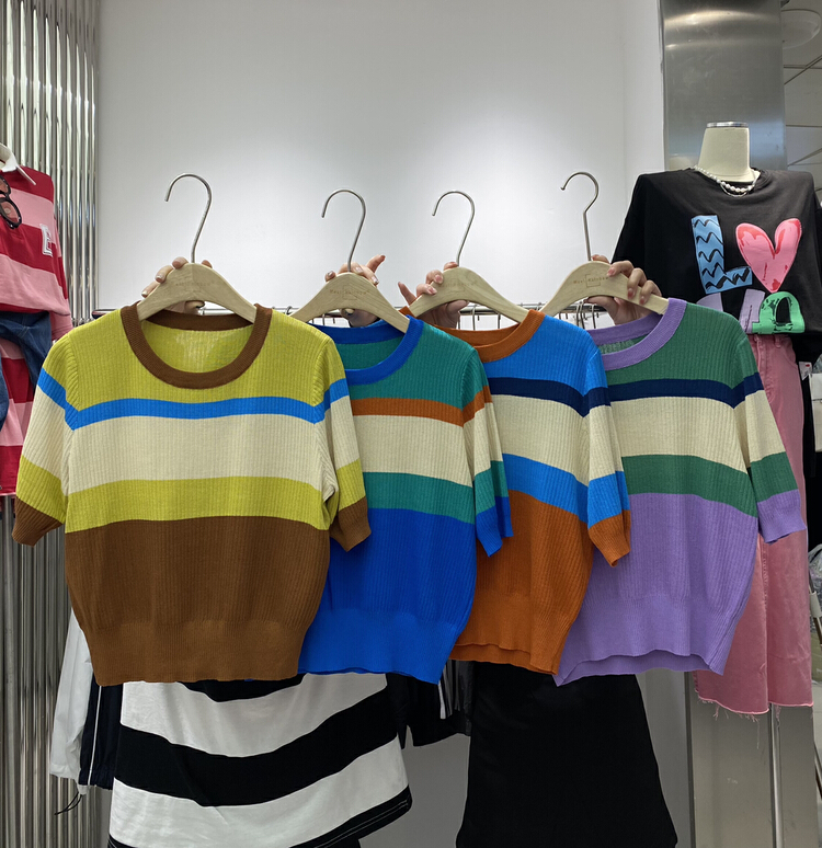 [Meet Rainbow] Pullover color matching comfortable sweater 8822# LSL