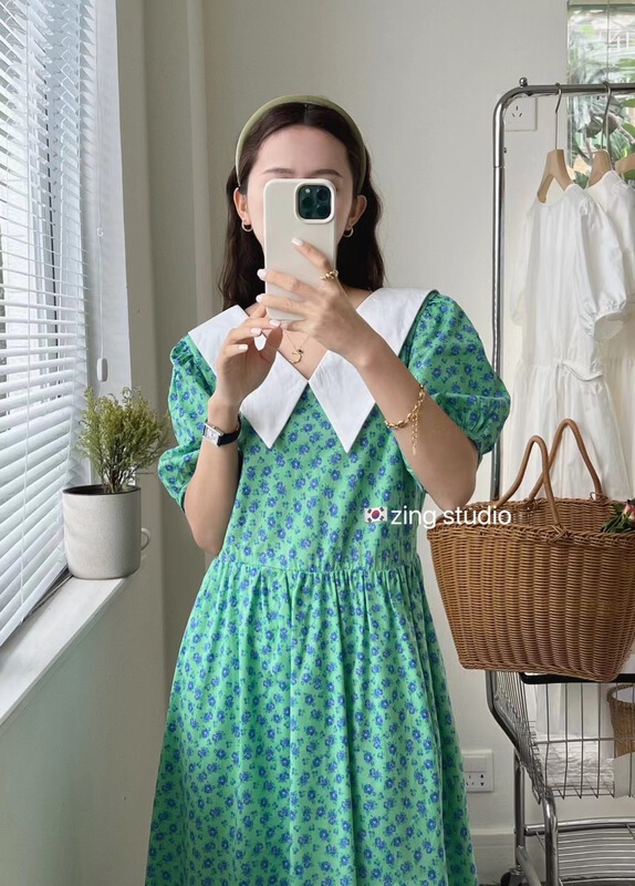 [zingstyle] Korean vintage floral lace up dress z002# HBx