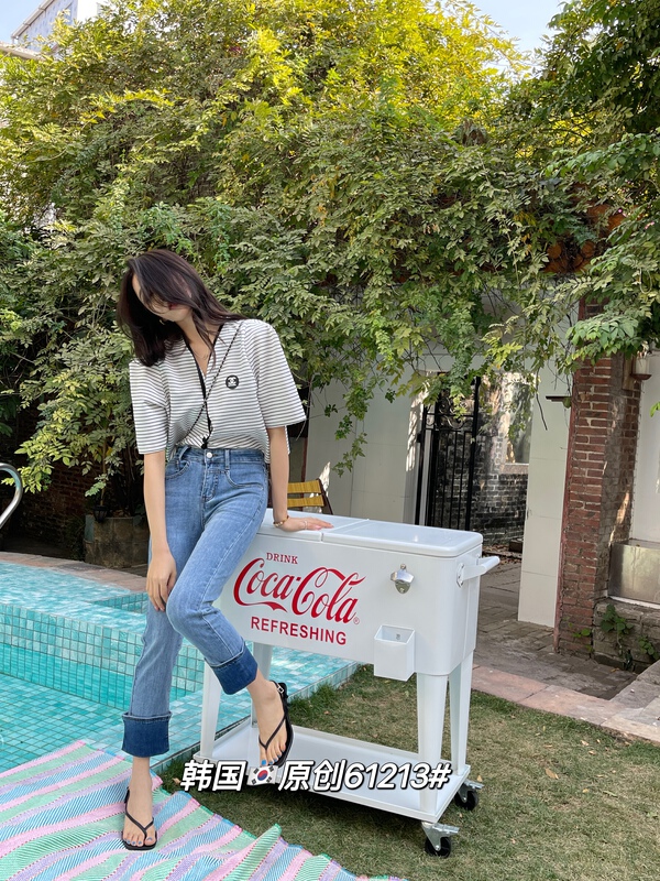 New year in early spring! [original in Korea] double craft wash water pull-up elastic pipe jeans 61213# L