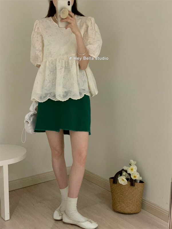 [hey Bella] pleated lady temperament blouse 1558# ll