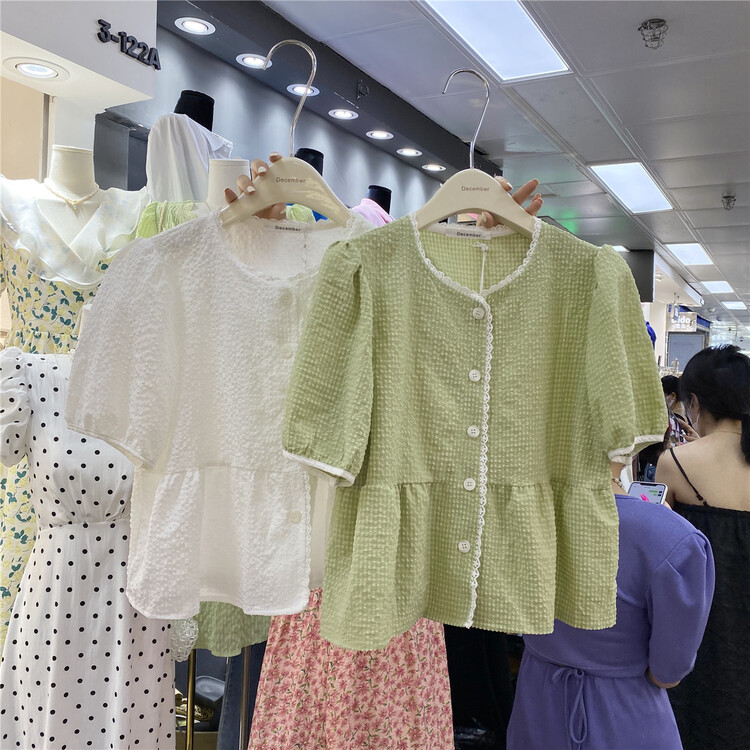 [December] Korean Ladies' bubble sleeve blouse 6675# hjy