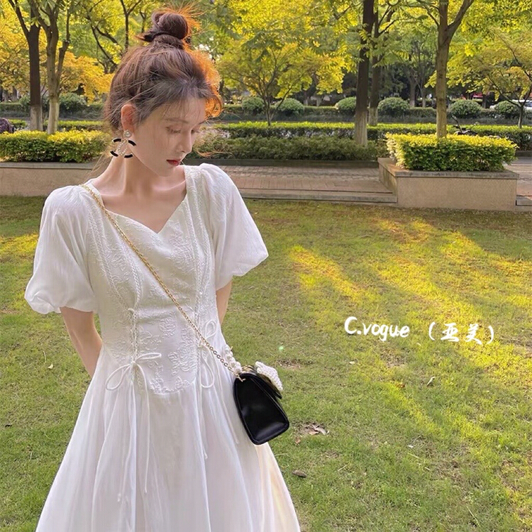 New in early summer! [c.vogue] French fairy bubble sleeve dress 2360# PCZ