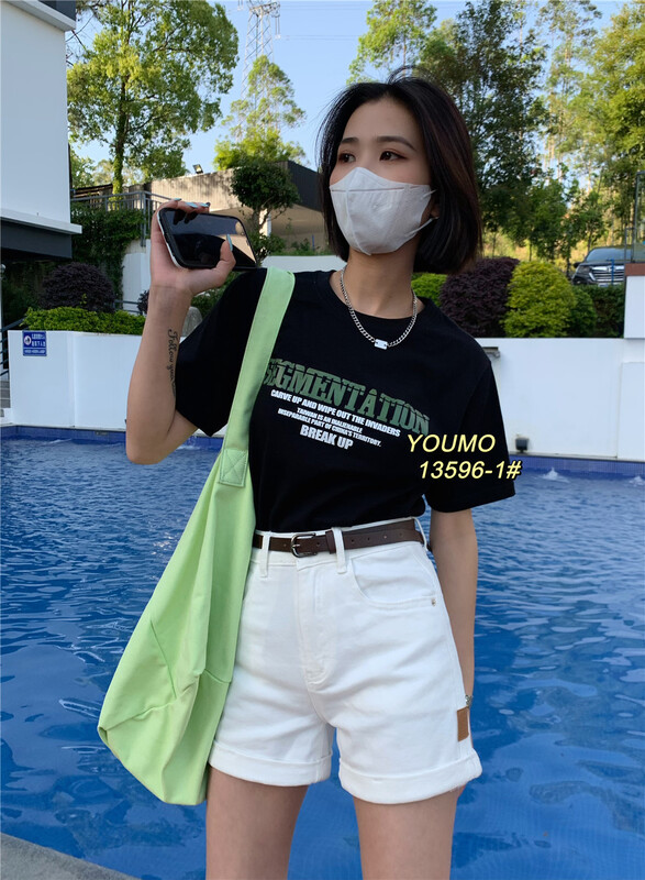 Summer new! [suxinlan] label trend Vintage denim shorts (with belt) 13596-1 white-13596 black # LSL