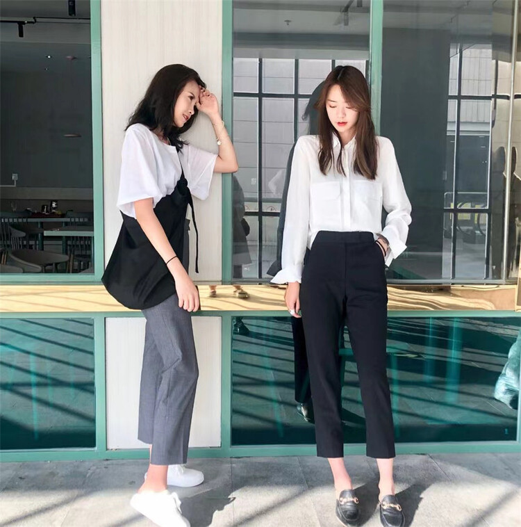 goods in stock! [Wuzhi] Korean thin 9-point trousers 76018-2# XJ
