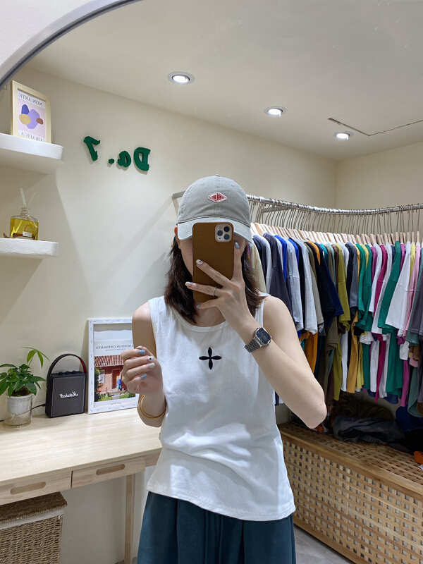 New in early summer! [da. 7] simple and versatile embroidered vest / sling 2527-1# LSL