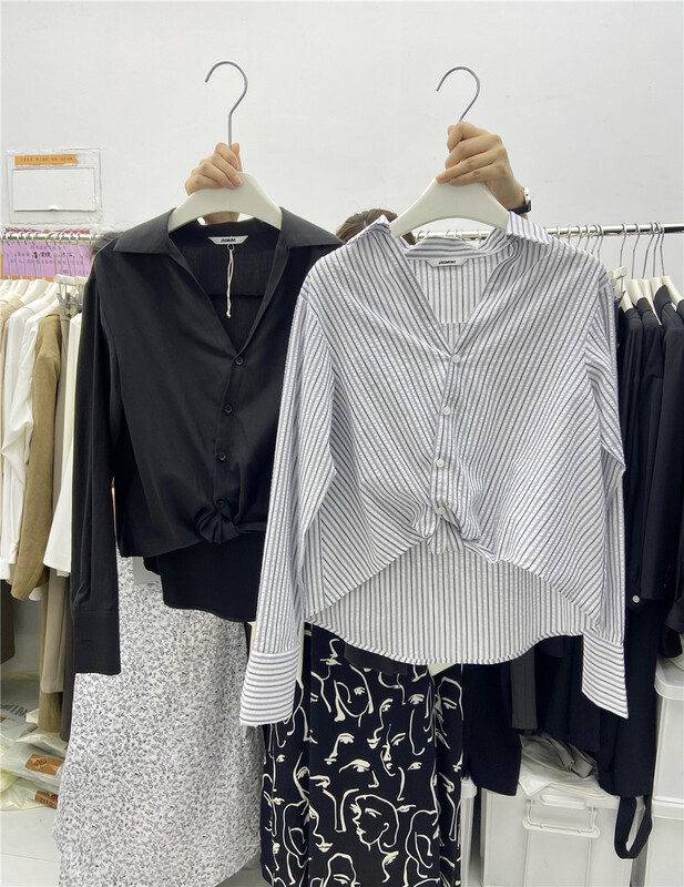 goods in stock! [Jasmine] Korean stripe casual versatile shirt 3436# CLS
