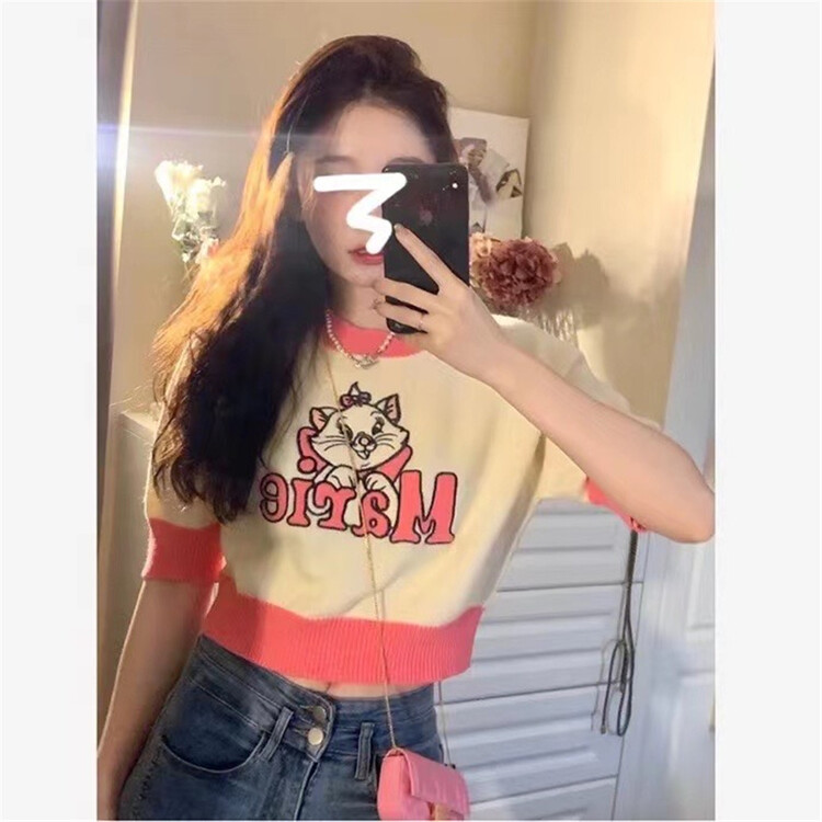 [Tutu] Korean cartoon short sleeved sweater c113# cqw