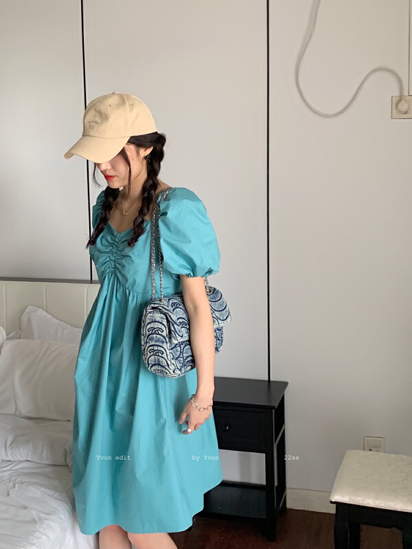 [Yiwan y.von] Fashion Square Neck solid dress 8177# XJ