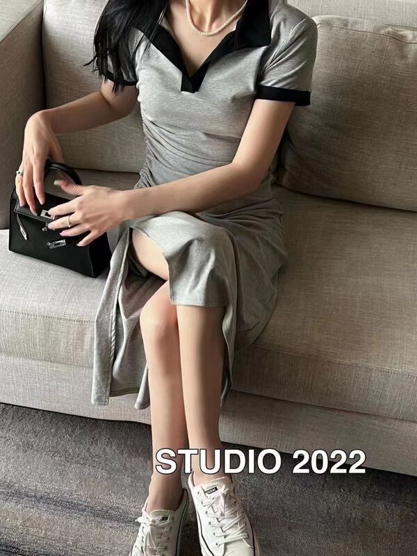 New in early summer! [Baobao] Korean version slim fit and thin color matching slit hot girl dress 5621# ozq
