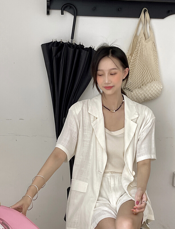 New in early summer! [rare she] cotton hemp casual Korean suit 5196# LSW