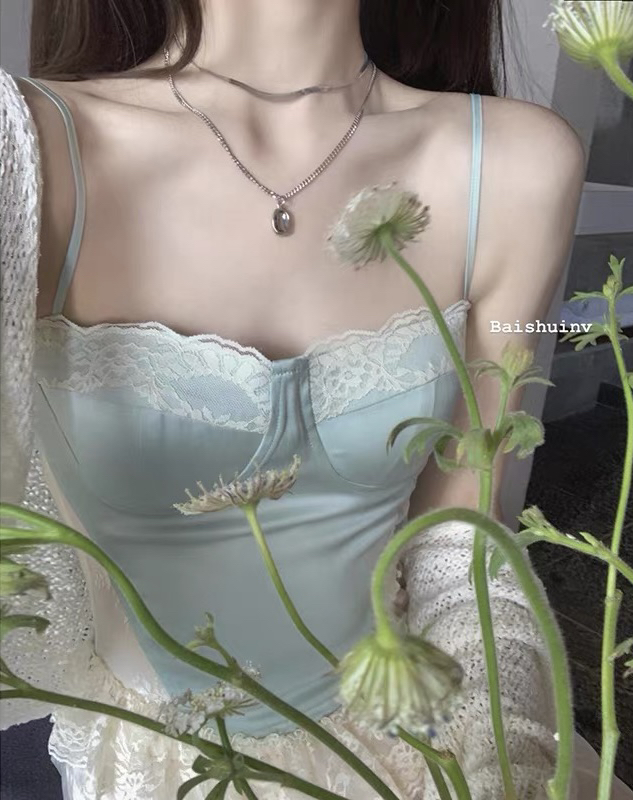 [Amanda] pure sexy lace splicing versatile vest / suspender 9260# PCZ