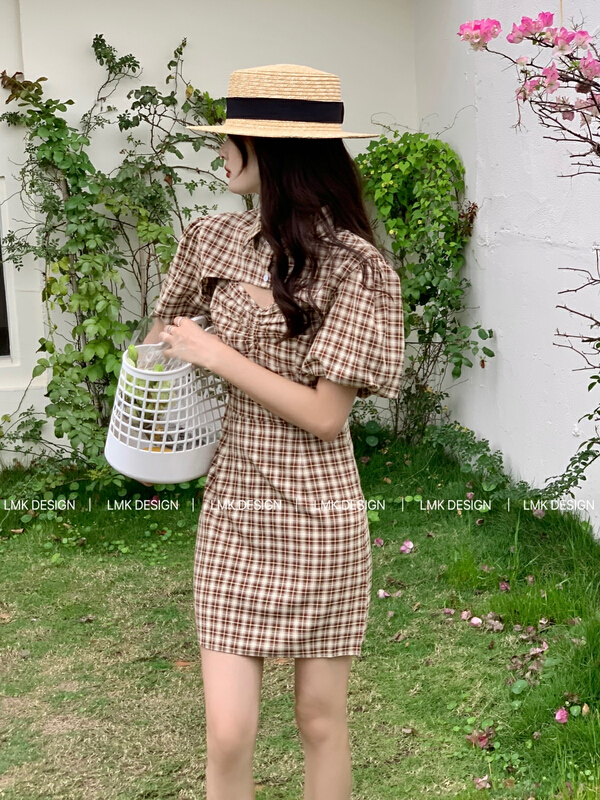 [LMK] Plaid lady dress 2215# hjy