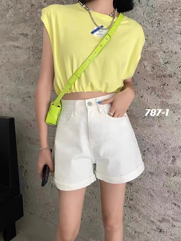 [M +] Korean versatile elastic denim shorts dark blue 787 light blue 787-3 black 787-2 white 787-1# CLS