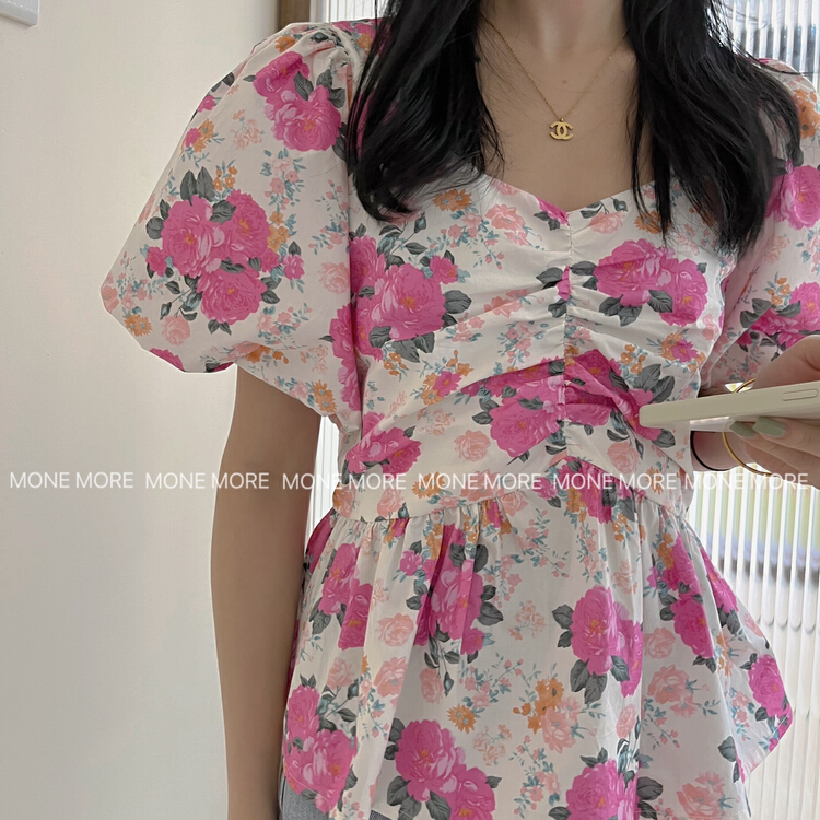 [mone more foam home] Korean French Rose Garden shirt 8115# HBx