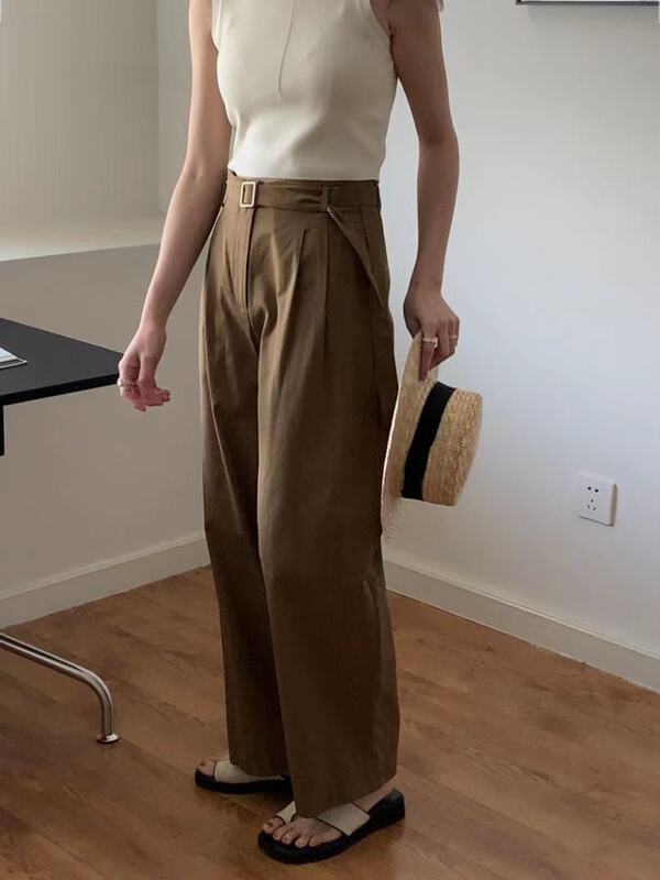 Original price 110.54! [bluepops] straight versatile slacks (with belt) a2199# zxl