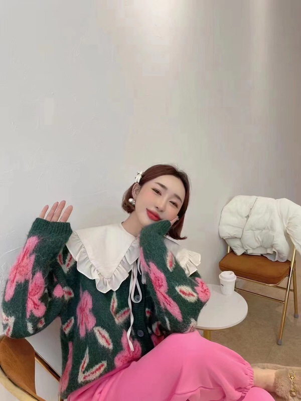 goods in stock! [meet chelizi] Korean fashion splicing doll collar versatile warm sweater (without collar) ys2-1992# HBx