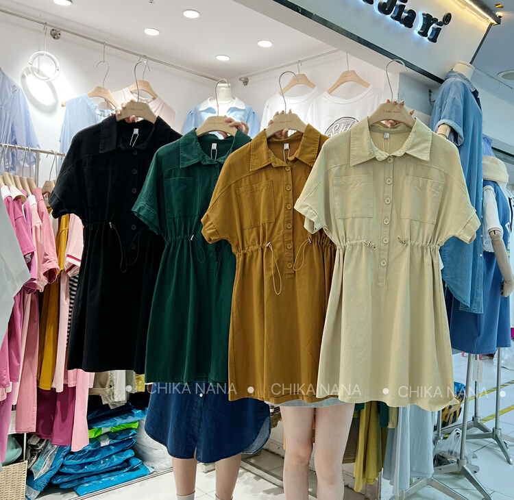 [Chika. Nana] Korean polo collar short sleeved dress 9288# cqw