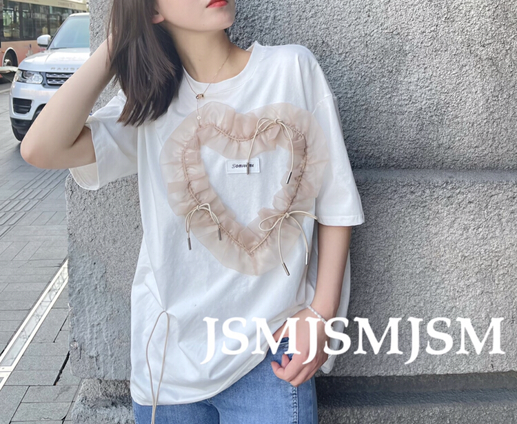 [JSM] design sense of love heavy industry drawstring short sleeve T-shirt (T-shirt only) 8845# LSL