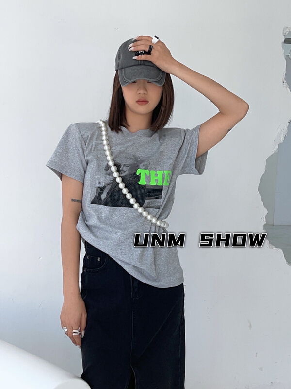 【UNM-SHOW】人物印花字母短袖T恤  6149#  WTT