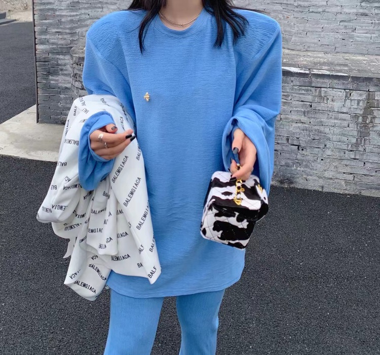 [keep] loose little bee shoulder pad long sleeve T-shirt 7720# WTT