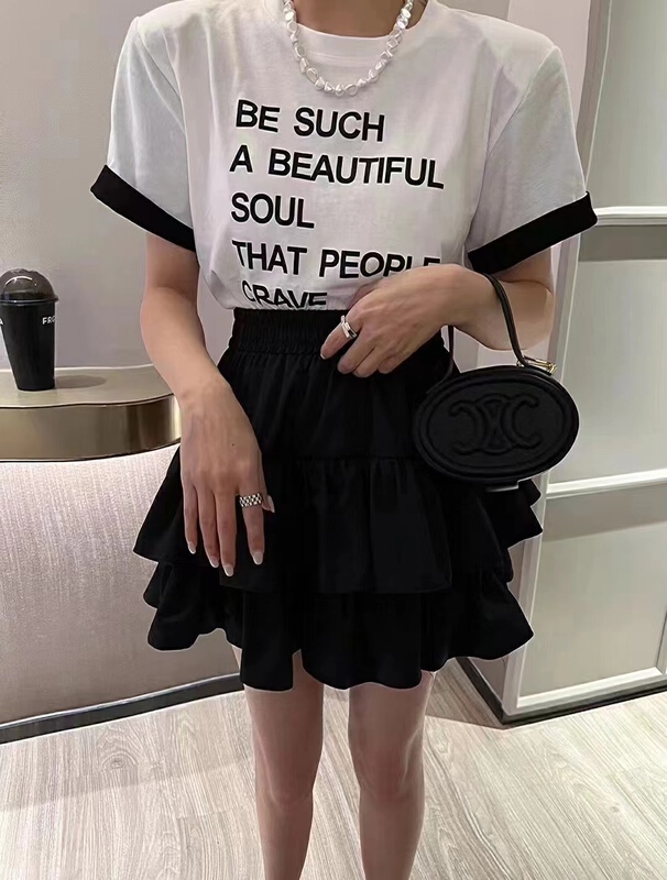 [top] Korean alphabet printed short sleeved T-shirt 2086# zjy