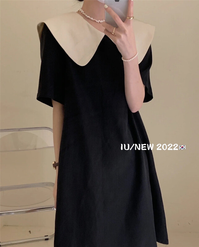 [IU] lady sweet doll neck loose short sleeved dress (the collar cannot be removed) 6781# WPL