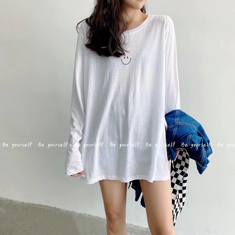 [be your self] Korean letter smiley face printed sunscreen shirt 6903# LSL