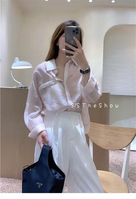 Original price 50.89! New in early summer! [the show] Korean soft style versatile long sleeved shirt 20078# CLS
