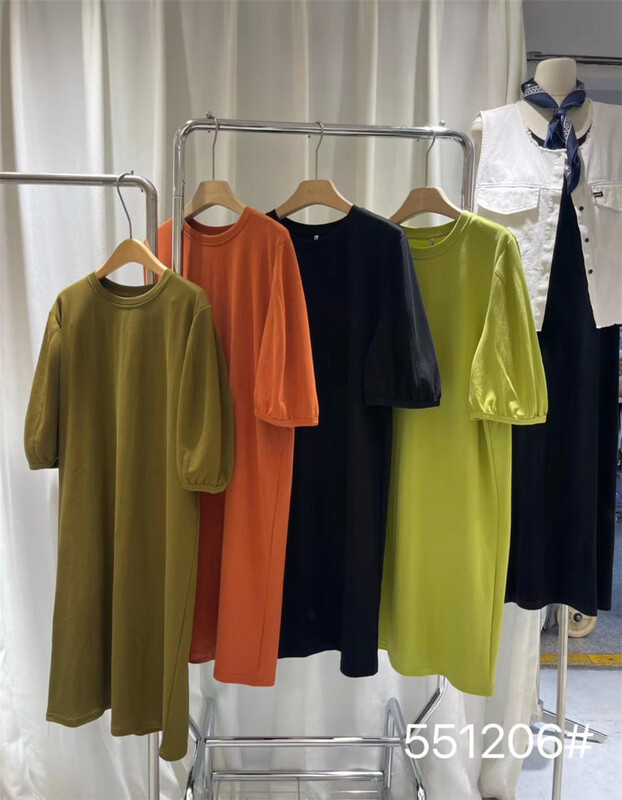 [Mujia] Korean bubble sleeve casual T-shirt dress 551206# L