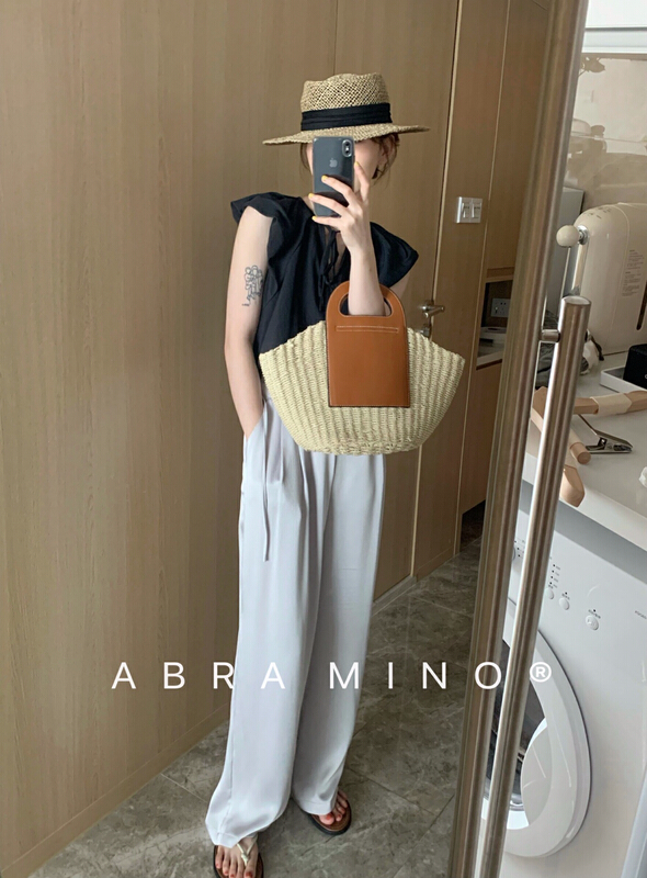 [Abra] drawstring wide leg slacks 89375# XJ