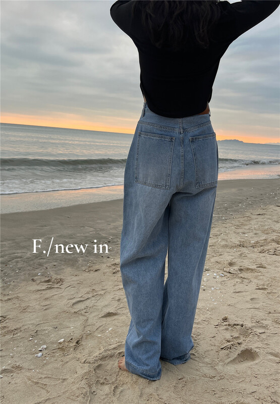 【F】 Korean versatile loose jeans 5005# zxx