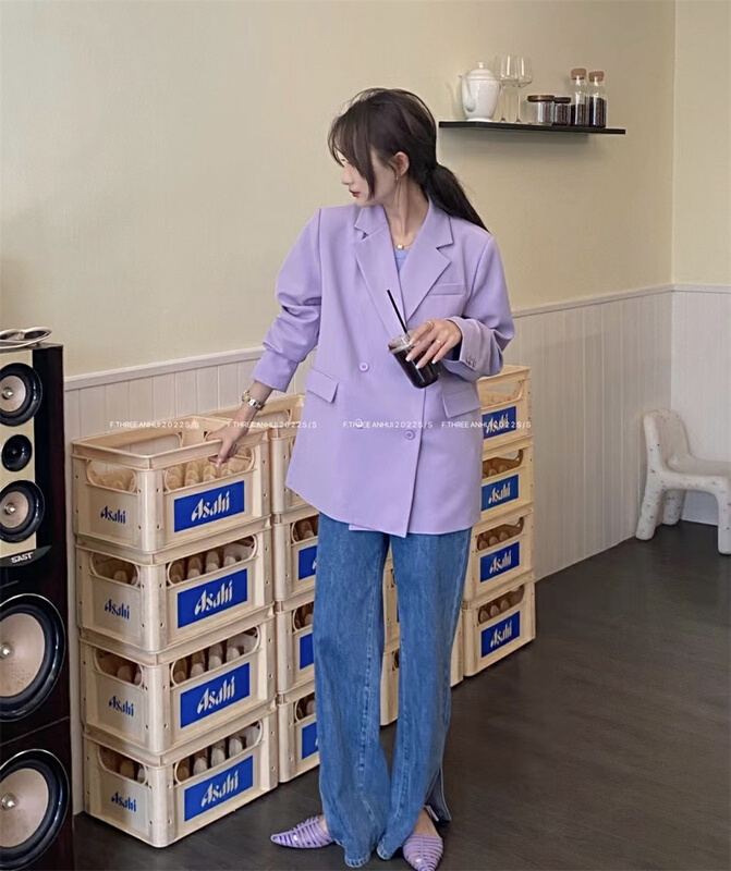 goods in stock! Early spring! [f.three] temperament high sense double breasted suit 87180# XJ