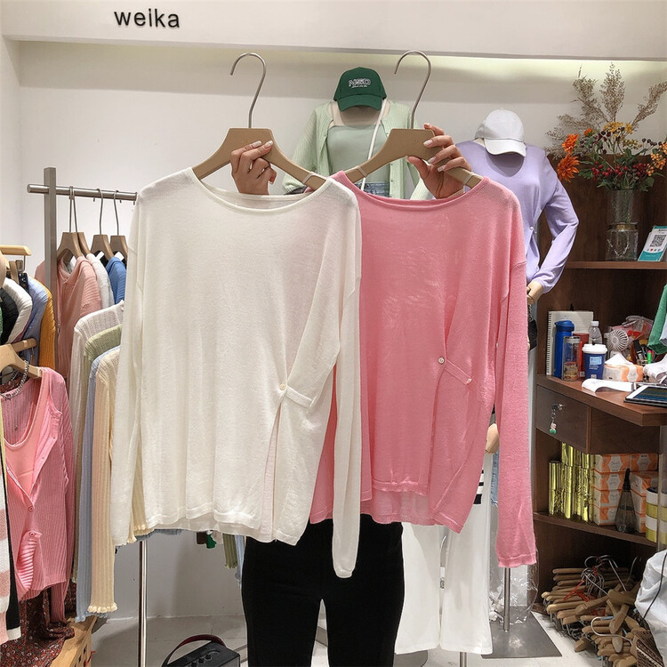 現貨!早春上新!【WEIKA】純色寬鬆一粒扣設計長袖小衫  8021#  LWY