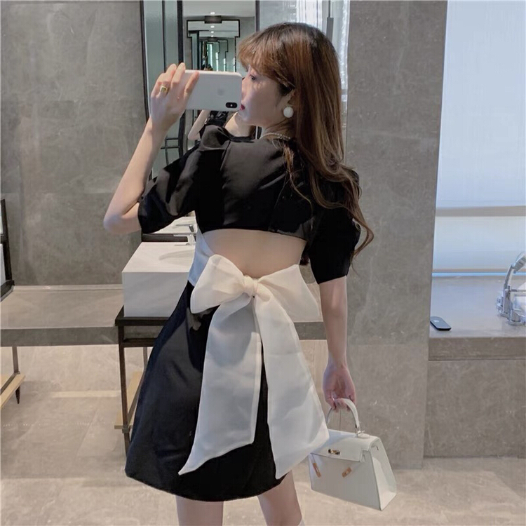 [Yingying new clothes] hollow out French lady dress (bow can't be removed) 7117# Cl