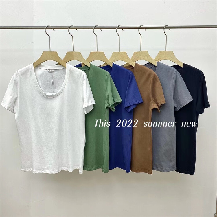 [this] simple and versatile U-neck clean short sleeve T-shirt r1125# CSX