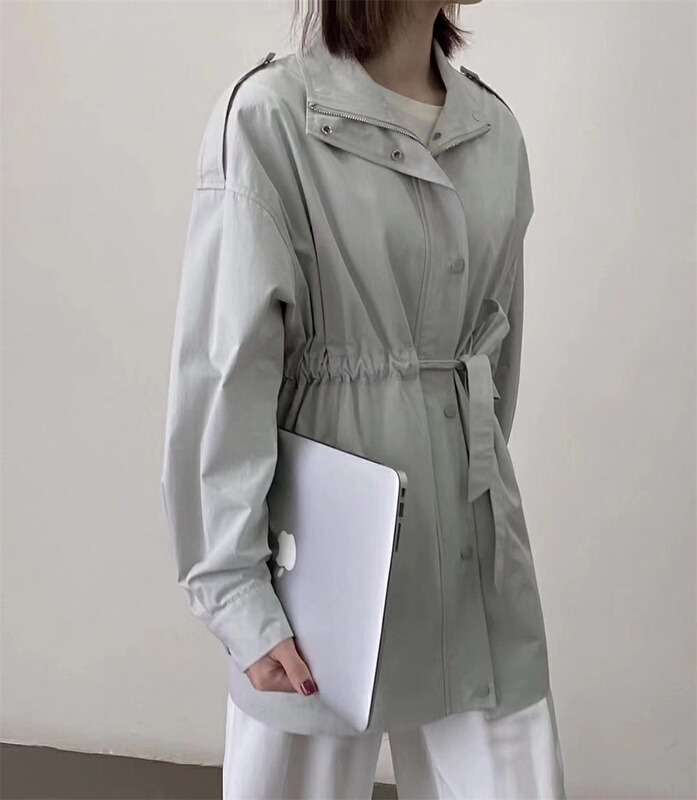 [miss LAN] design strap medium length windbreaker 32076# XJ