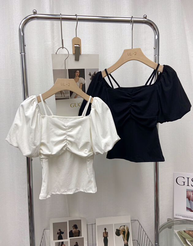 [ul-2] versatile off shoulder sling short sleeve T-shirt 6159# JJ