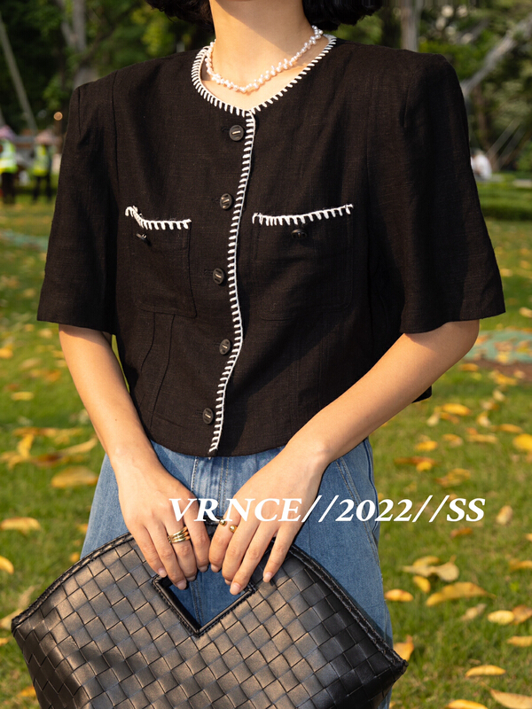 [Vince] premium brand minimalist small fragrant hemp small shirt 5176# XYJ