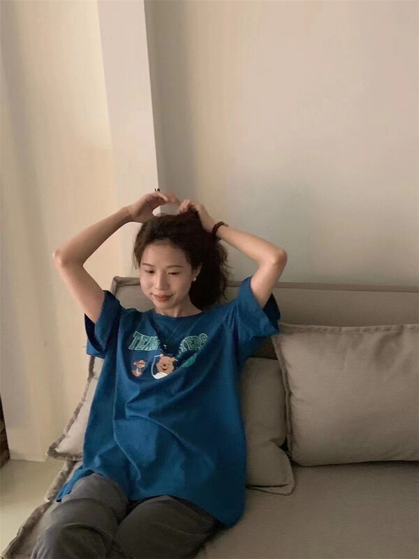 [buyer Yan Xuan have u] cartoon letter printed loose short sleeve T-shirt z0091# Cl