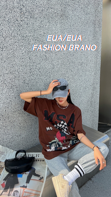 [European and American trend] Mickey printed comfortable short sleeved T-shirt (T-shirt only) 12252# L