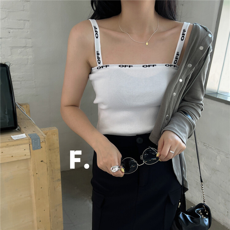 【F】 Korean letter knitted short suspender vest m103# zxx