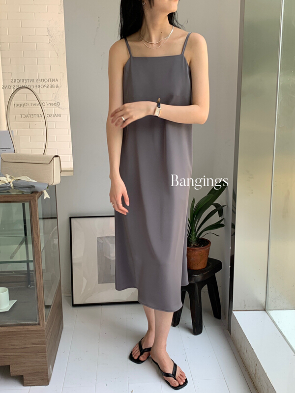 New in early summer! [bangings] simple Satin suspender dress 21slz0088# CLS
